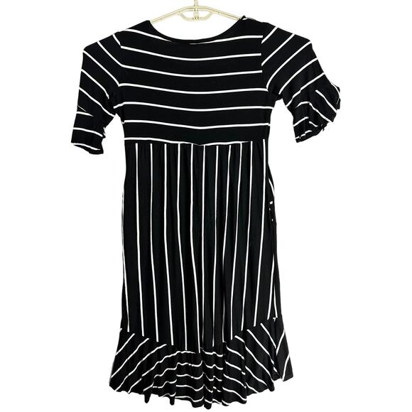 Hailey Co Midi Dress Women Size L Black White Striped Pockets  Minimalist - Picture 2 of 9